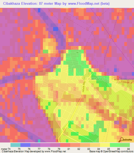 Cibakhaza,Hungary Elevation Map