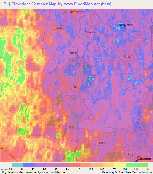 Buj,Hungary Elevation Map