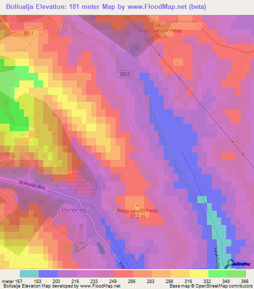 Bolloalja,Hungary Elevation Map