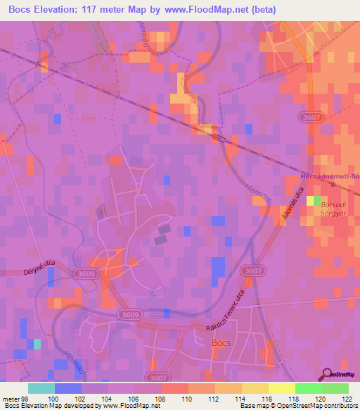 Bocs,Hungary Elevation Map