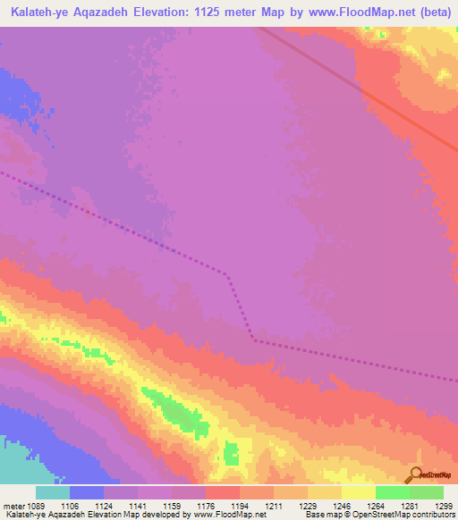 Kalateh-ye Aqazadeh,Iran Elevation Map