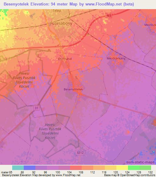 Besenyotelek,Hungary Elevation Map