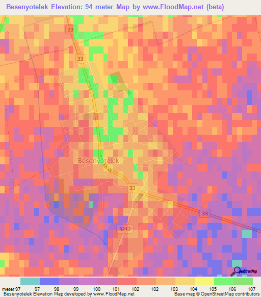 Besenyotelek,Hungary Elevation Map