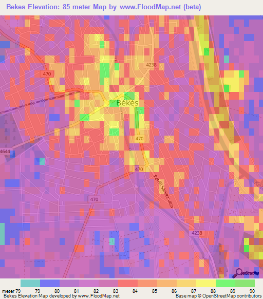 Bekes,Hungary Elevation Map