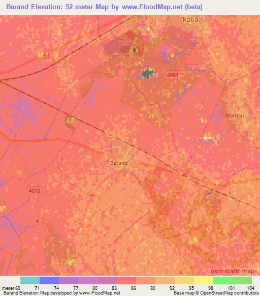 Barand,Hungary Elevation Map