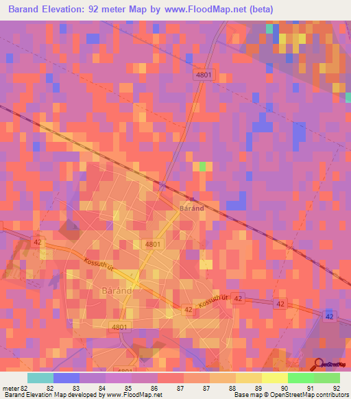Barand,Hungary Elevation Map