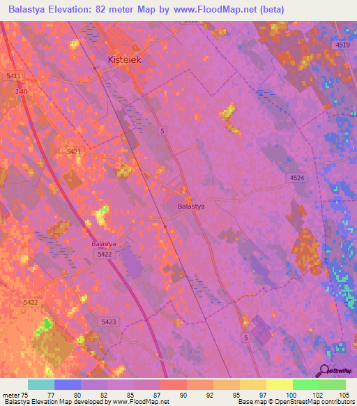 Balastya,Hungary Elevation Map