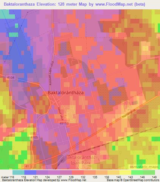Baktaloranthaza,Hungary Elevation Map