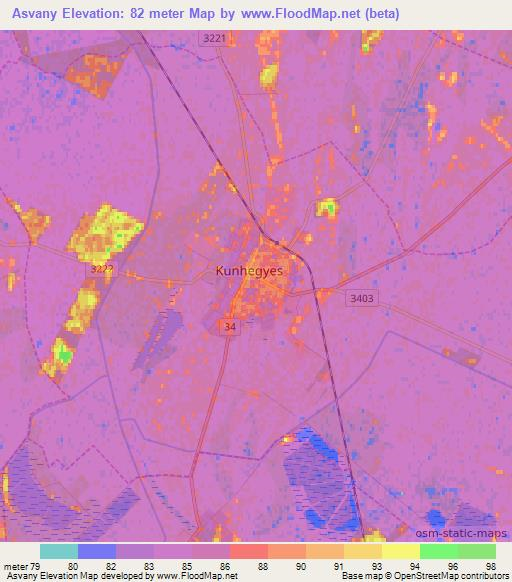 Asvany,Hungary Elevation Map