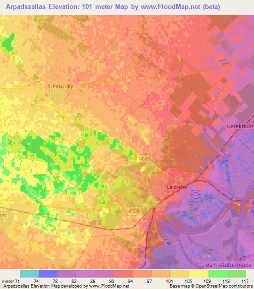 Arpadszallas,Hungary Elevation Map