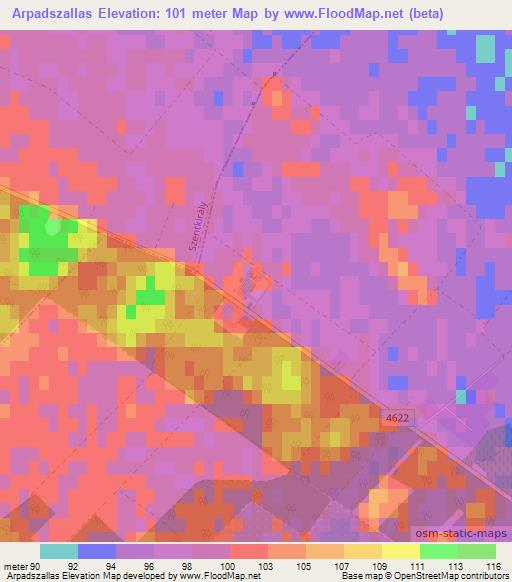 Arpadszallas,Hungary Elevation Map