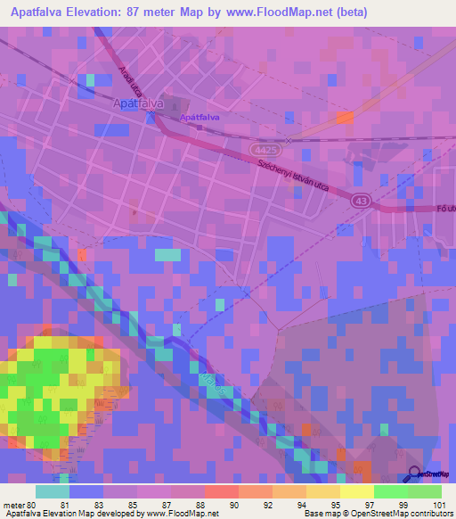 Apatfalva,Hungary Elevation Map
