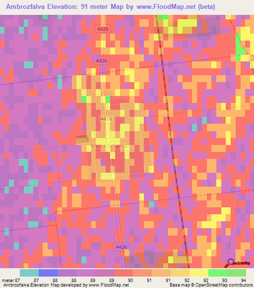 Ambrozfalva,Hungary Elevation Map