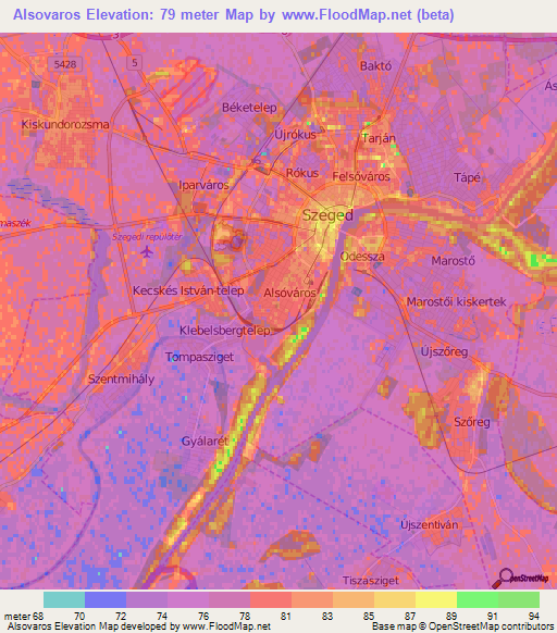 Alsovaros,Hungary Elevation Map