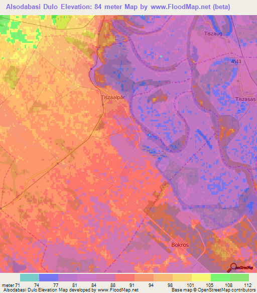 Alsodabasi Dulo,Hungary Elevation Map