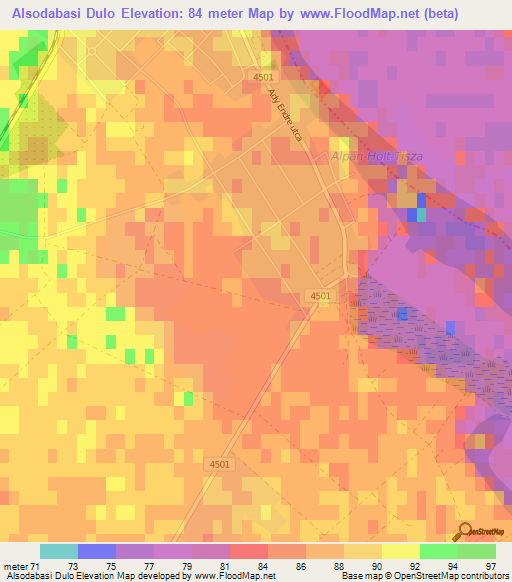 Alsodabasi Dulo,Hungary Elevation Map
