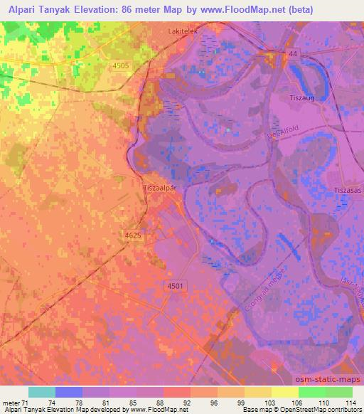 Alpari Tanyak,Hungary Elevation Map