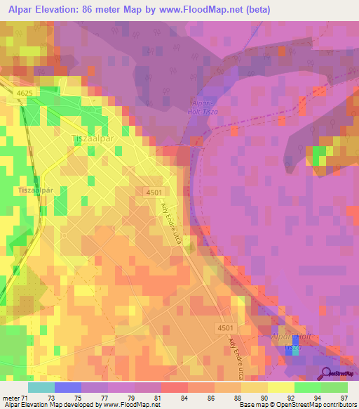 Alpar,Hungary Elevation Map