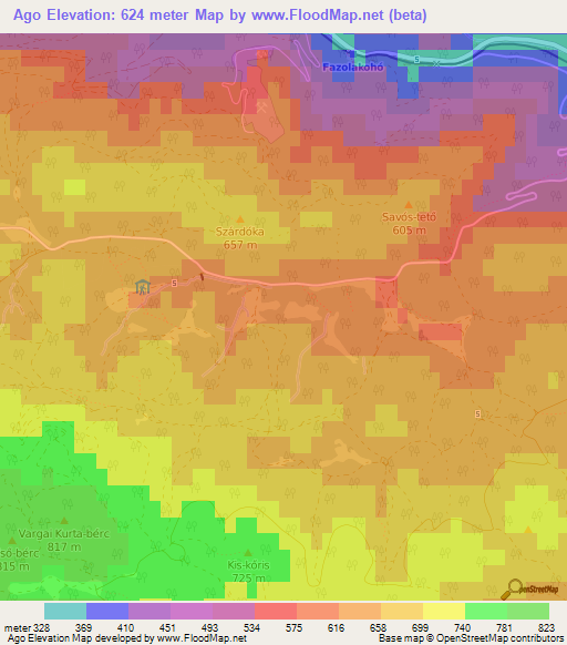 Ago,Hungary Elevation Map