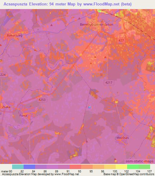 Acsaspuszta,Hungary Elevation Map