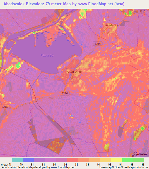 Abadszalok,Hungary Elevation Map