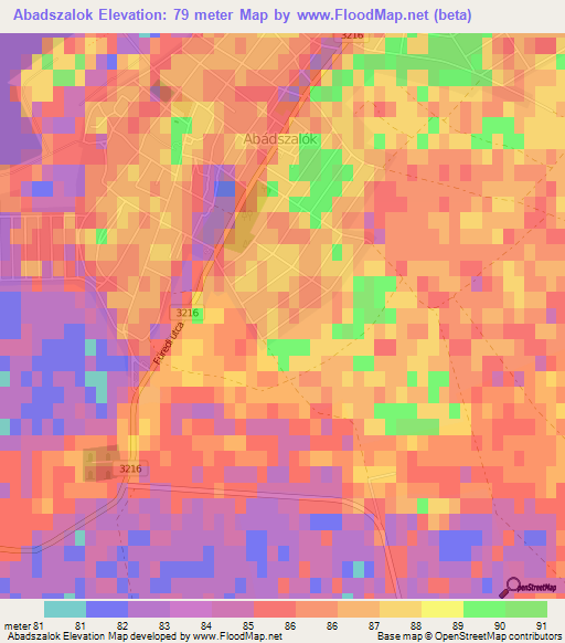 Abadszalok,Hungary Elevation Map