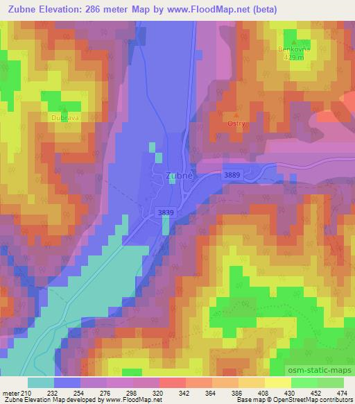 Zubne,Slovakia Elevation Map