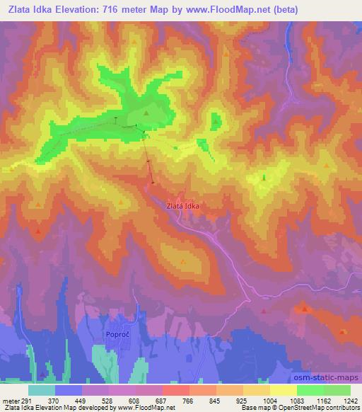 Zlata Idka,Slovakia Elevation Map