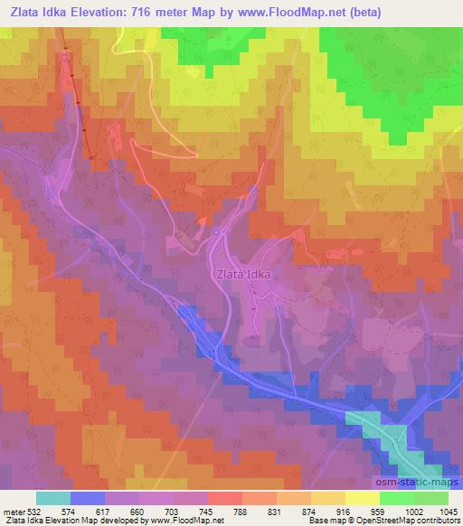 Zlata Idka,Slovakia Elevation Map