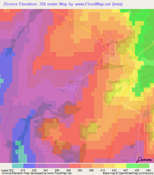 Zirovce,Slovakia Elevation Map