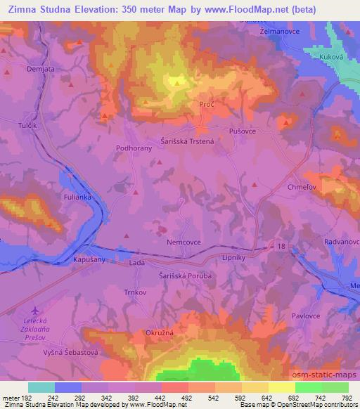 Zimna Studna,Slovakia Elevation Map