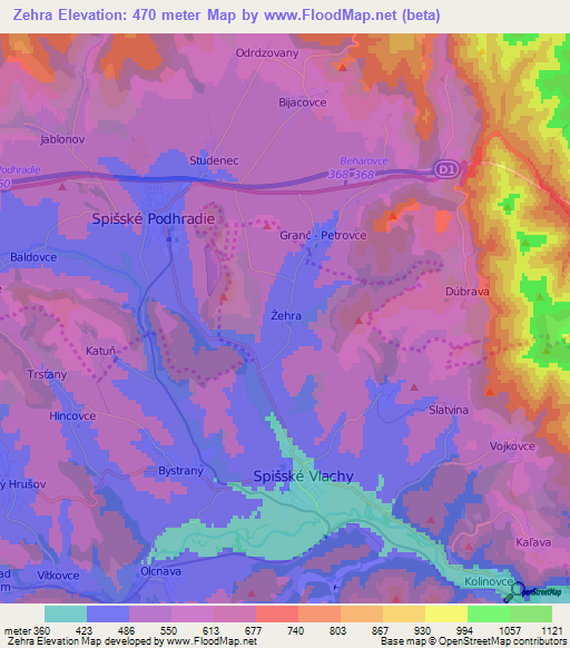 Zehra,Slovakia Elevation Map