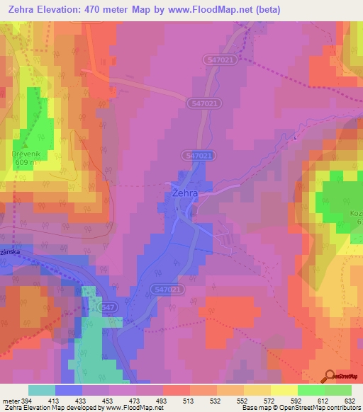Zehra,Slovakia Elevation Map