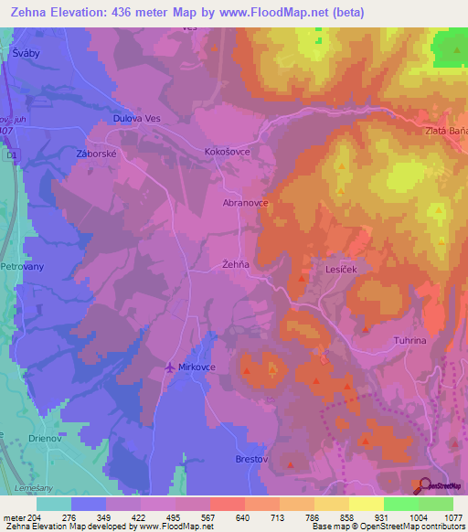 Zehna,Slovakia Elevation Map