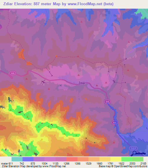 Zdiar,Slovakia Elevation Map