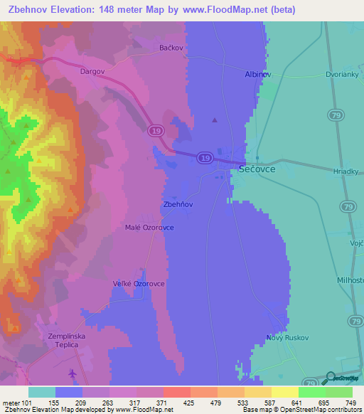 Zbehnov,Slovakia Elevation Map