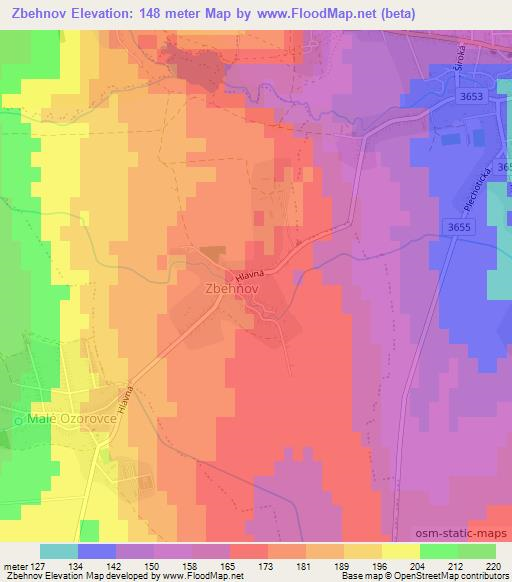 Zbehnov,Slovakia Elevation Map