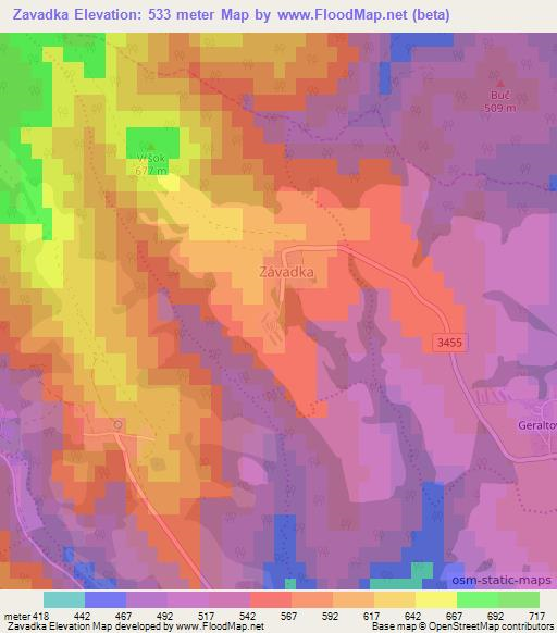 Zavadka,Slovakia Elevation Map
