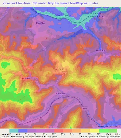 Zavadka,Slovakia Elevation Map