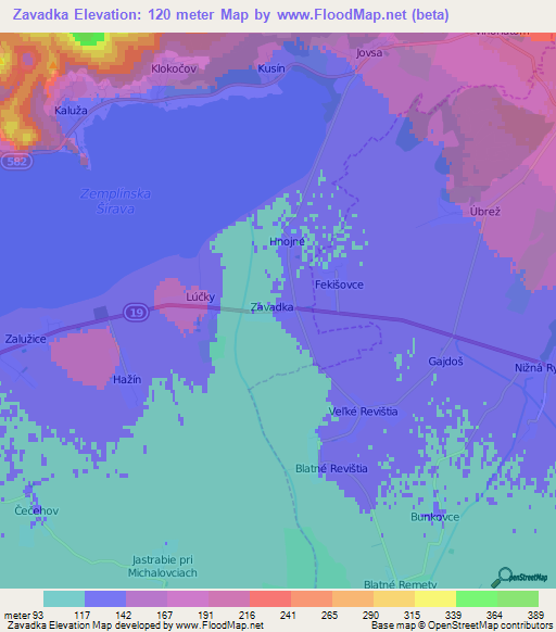 Zavadka,Slovakia Elevation Map