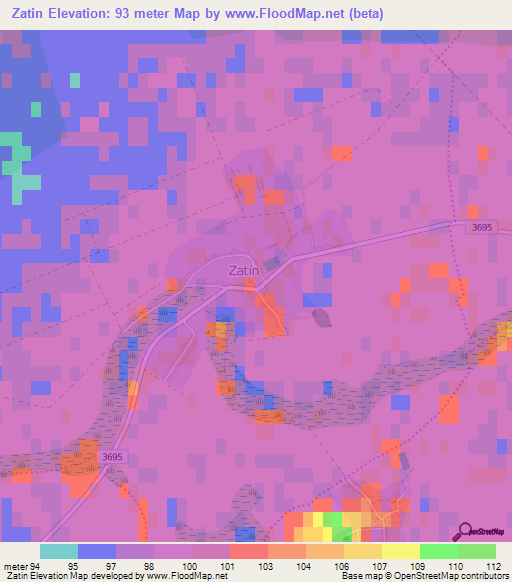 Zatin,Slovakia Elevation Map