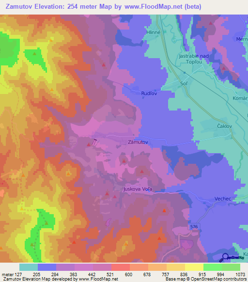 Zamutov,Slovakia Elevation Map