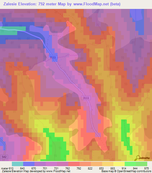 Zalesie,Slovakia Elevation Map