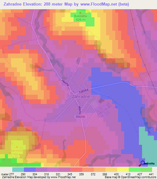Zahradne,Slovakia Elevation Map