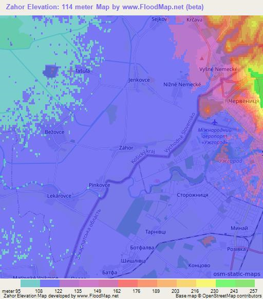 Zahor,Slovakia Elevation Map