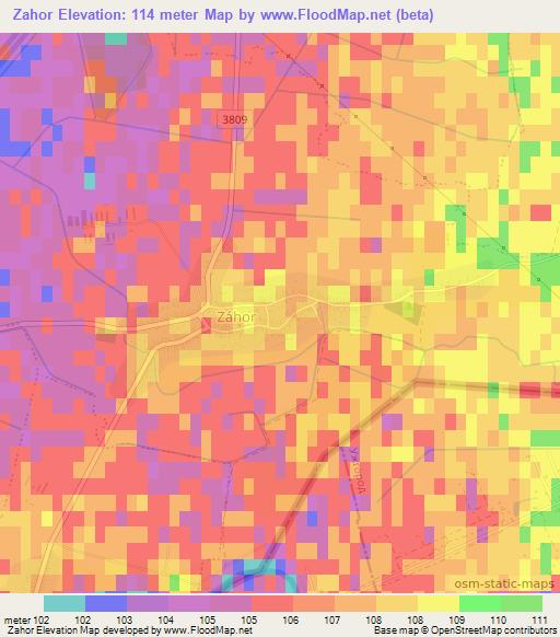 Zahor,Slovakia Elevation Map