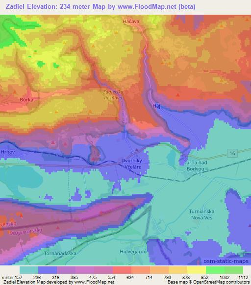 Zadiel,Slovakia Elevation Map