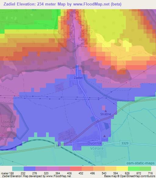 Zadiel,Slovakia Elevation Map