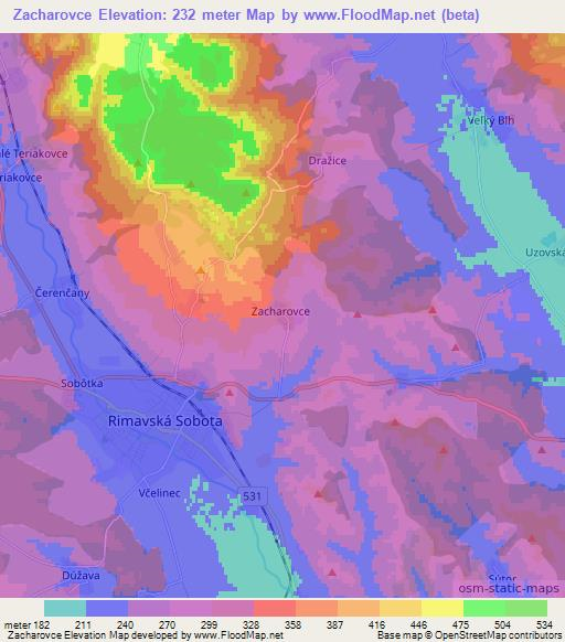 Zacharovce,Slovakia Elevation Map