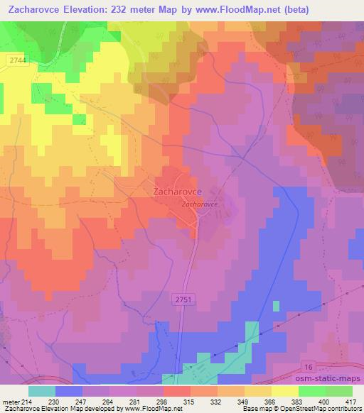Zacharovce,Slovakia Elevation Map